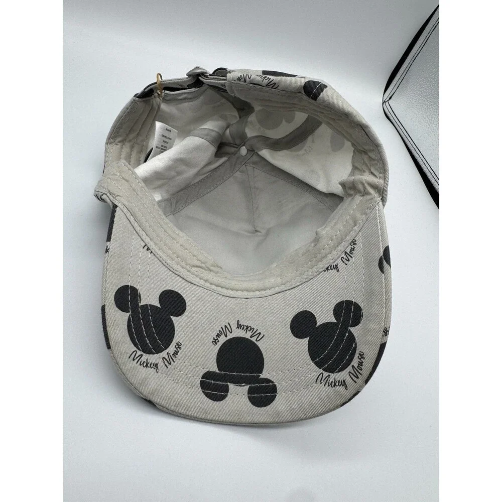 Disney Mickey Mouse Hat Cap Strap Back Gray Black Allover Print Baseball Mens